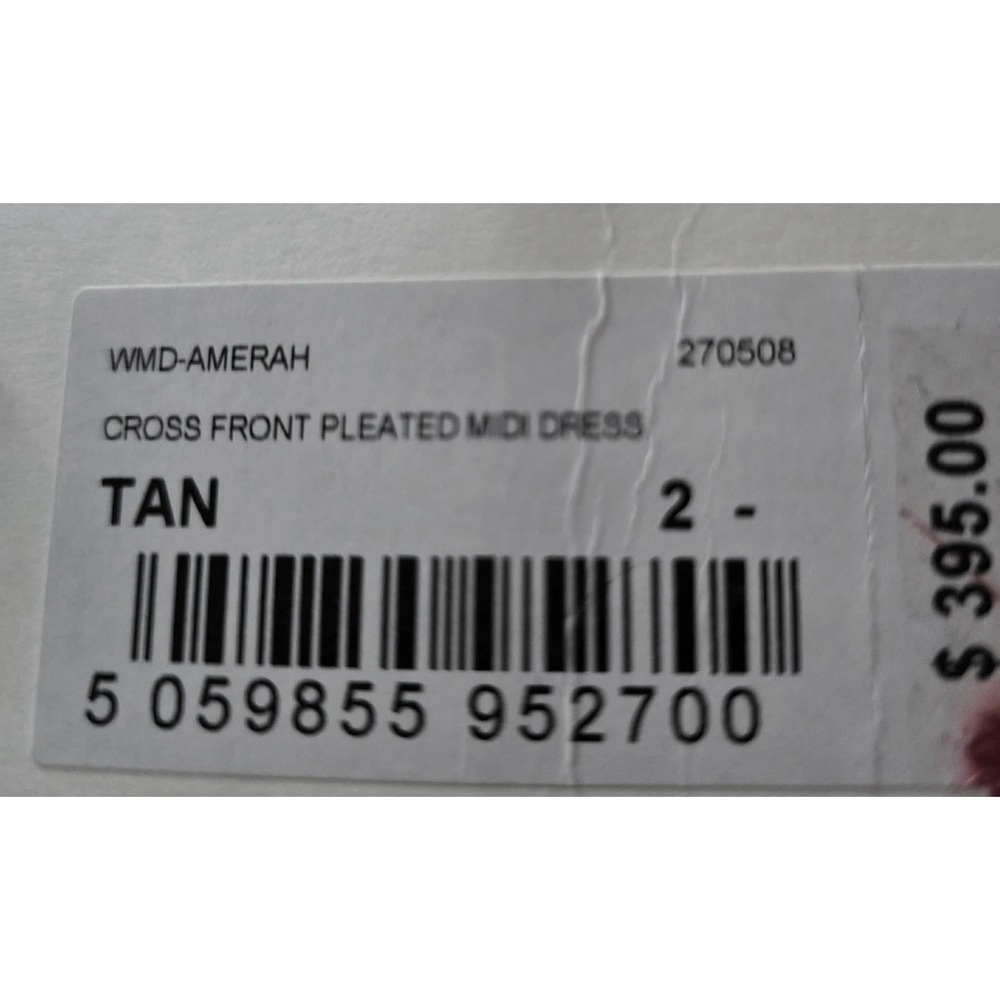 Ted Baker Amerah Cross Front Pleated Floral Midi Dress Tan Pink Size 2 US 6 - Picture 6 of 8